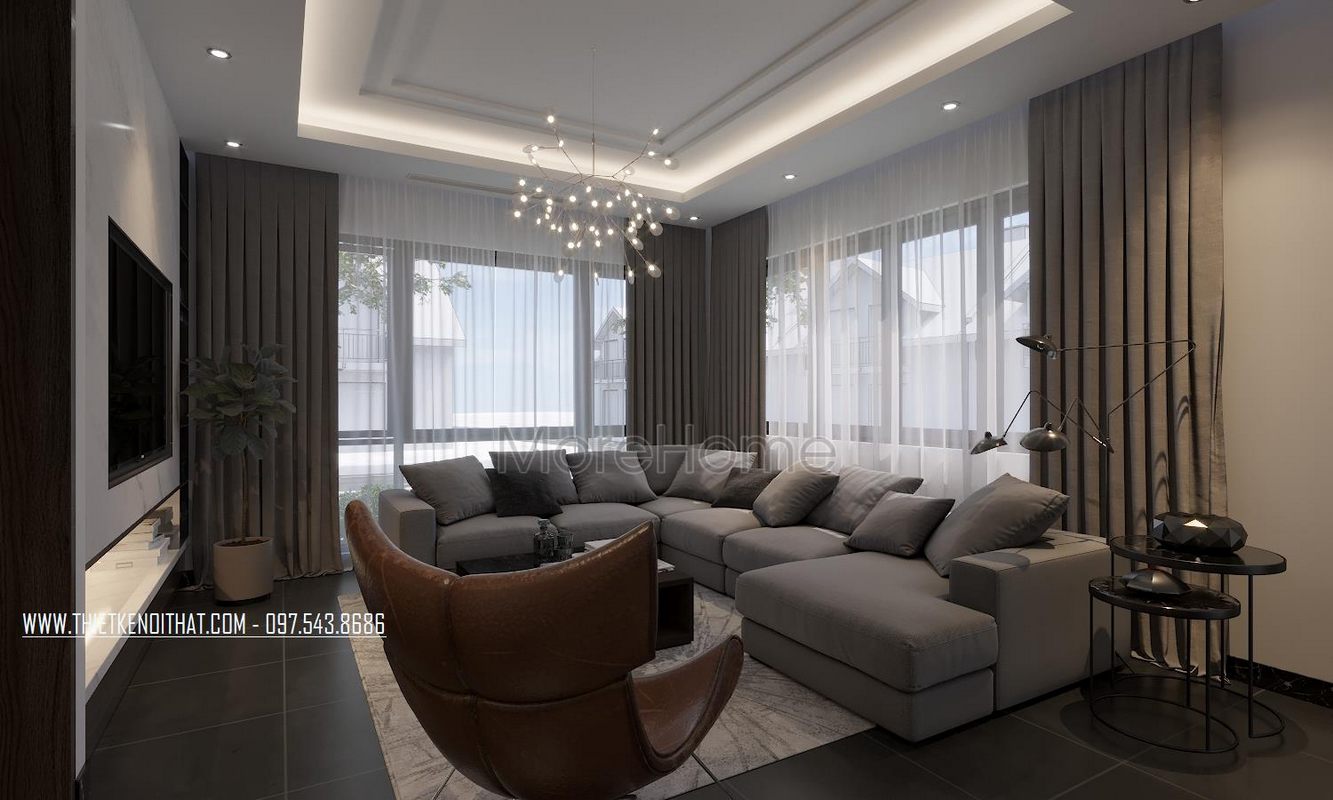 Thiết kế nội thất phòng khách biệt thự Ecopark 